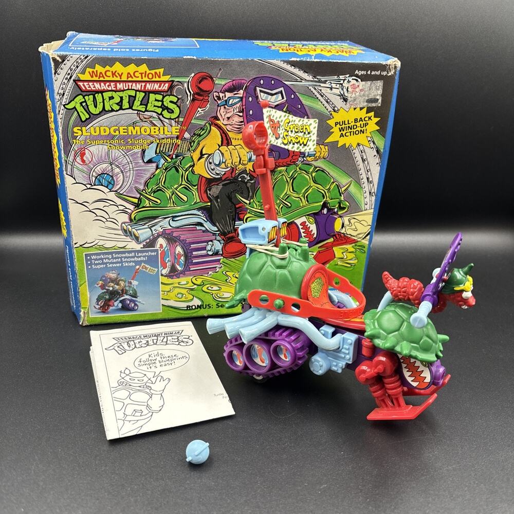 1990 TMNT Sludgemobile Teenage Mutant Ninja Turtles Vehicle Near Complete, box